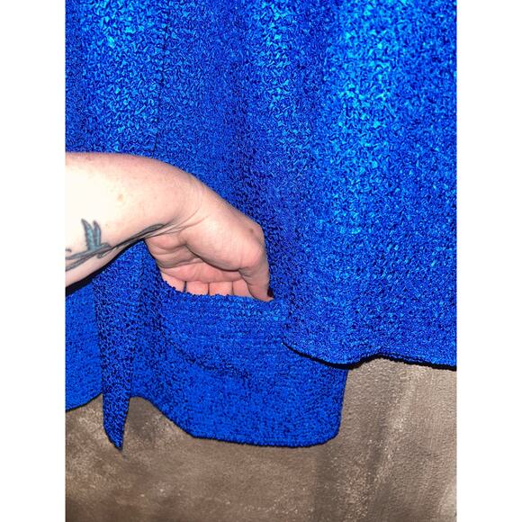 Chico’s Travers Office Business Casual Blue Crinkled Textured Long Sleeve Jacket - Picture 4 of 6